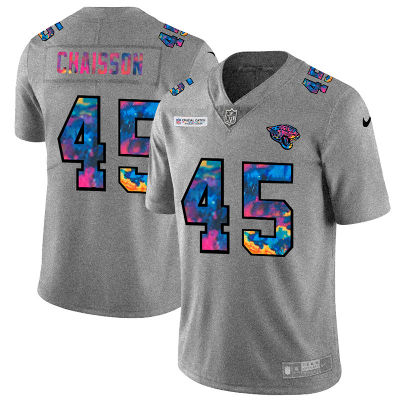 NFL Jacksonville Jaguars #45 KLavon Chaisson Men Nike MultiColor 2020  Crucial Catch  Jersey Grey